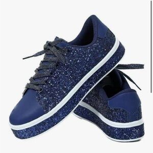 Women Glitter Sneakers in Navy, Size 41 (US size 9.5), New